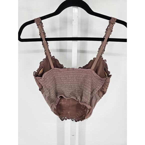 BKE Essentials Womens Sz M Longline Bralette Bra Dark Taupe Lace - Picture 4 of 4